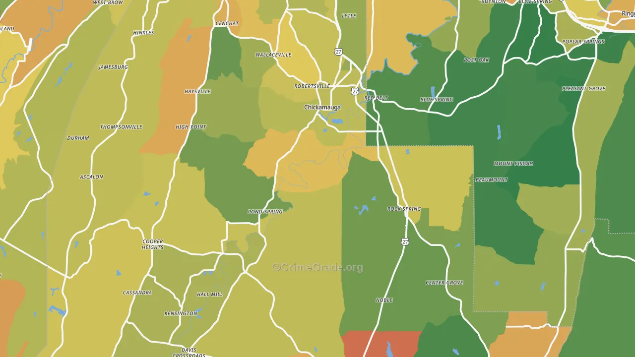 Walker County, GA Map of Drug-Related Crime Rates