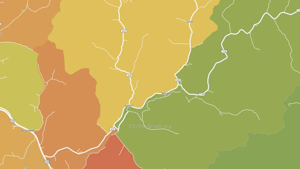 Walker, KY Map of Drug-Related Crime Rates