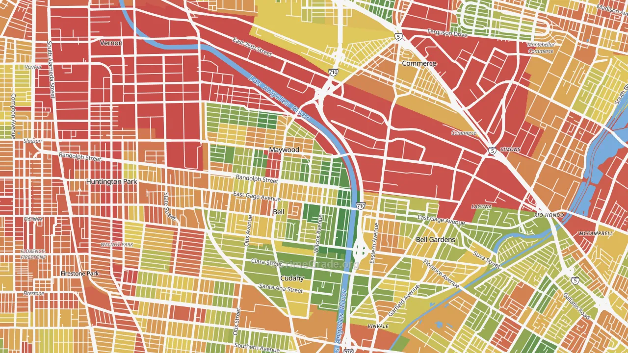 Walker, Maywood, CA Map of Drug-Related Crime Rates