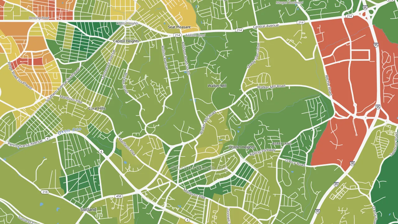 Walker Mill, District Heights, MD Map of Drug-Related Crime Rates
