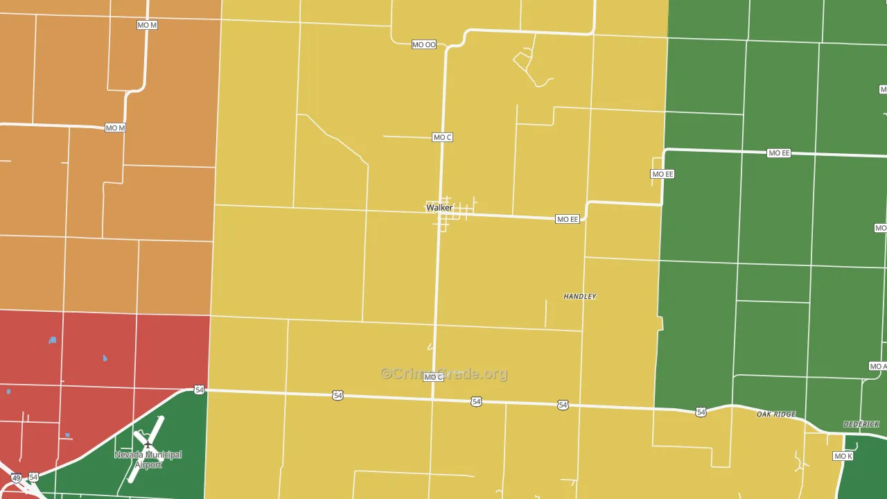 Walker, MO Map of Drug-Related Crime Rates