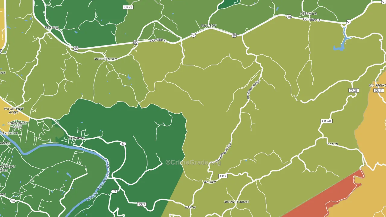 Walker, WV Map of Drug-Related Crime Rates