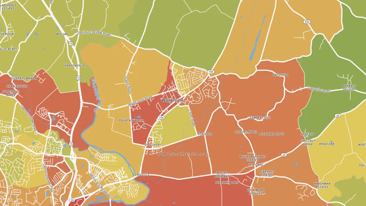 Walkersville, MD Map of Drug-Related Crime Rates