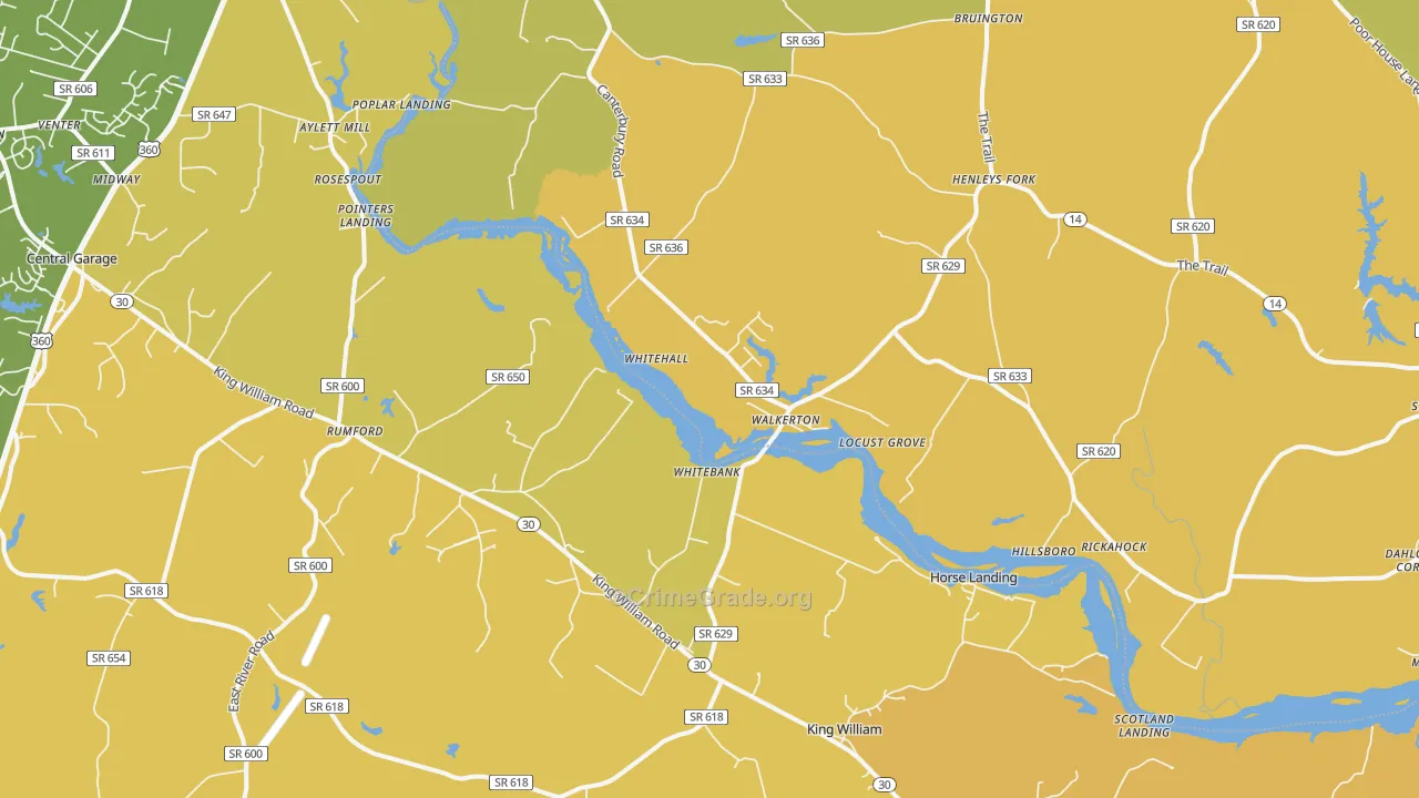 Walkerton, VA Map of Drug-Related Crime Rates