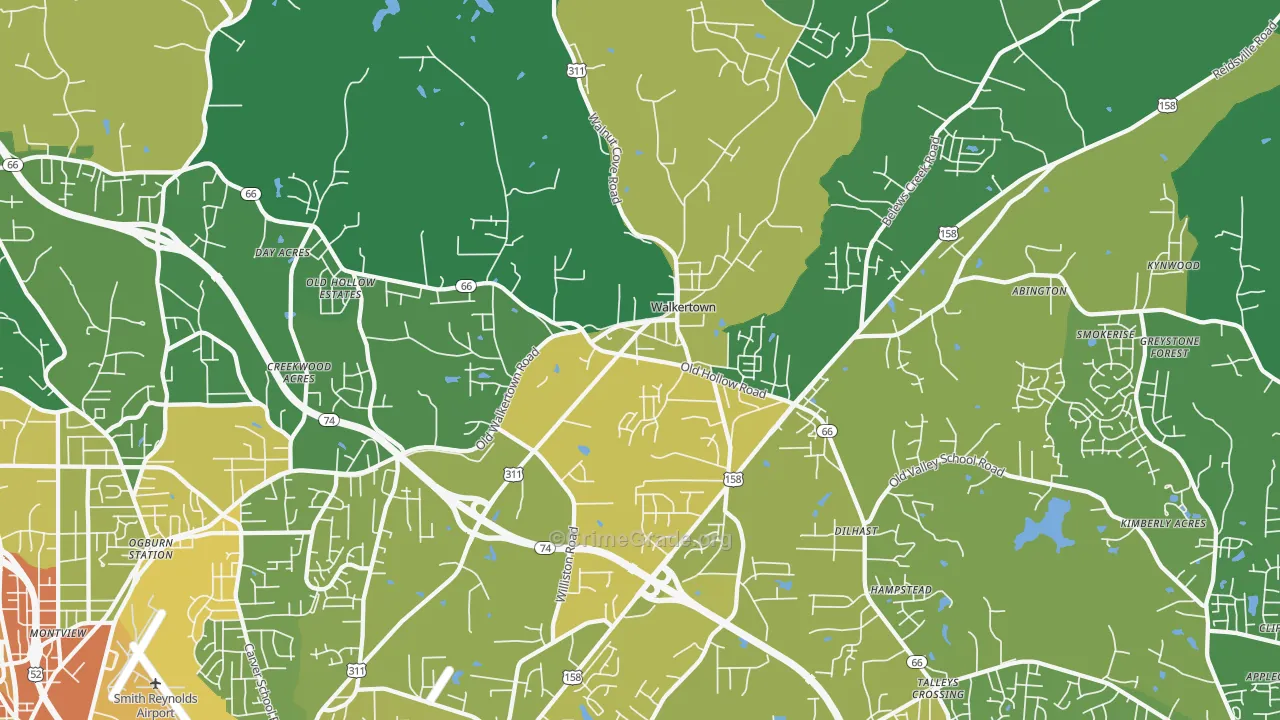 Walkertown, NC Map of Drug-Related Crime Rates