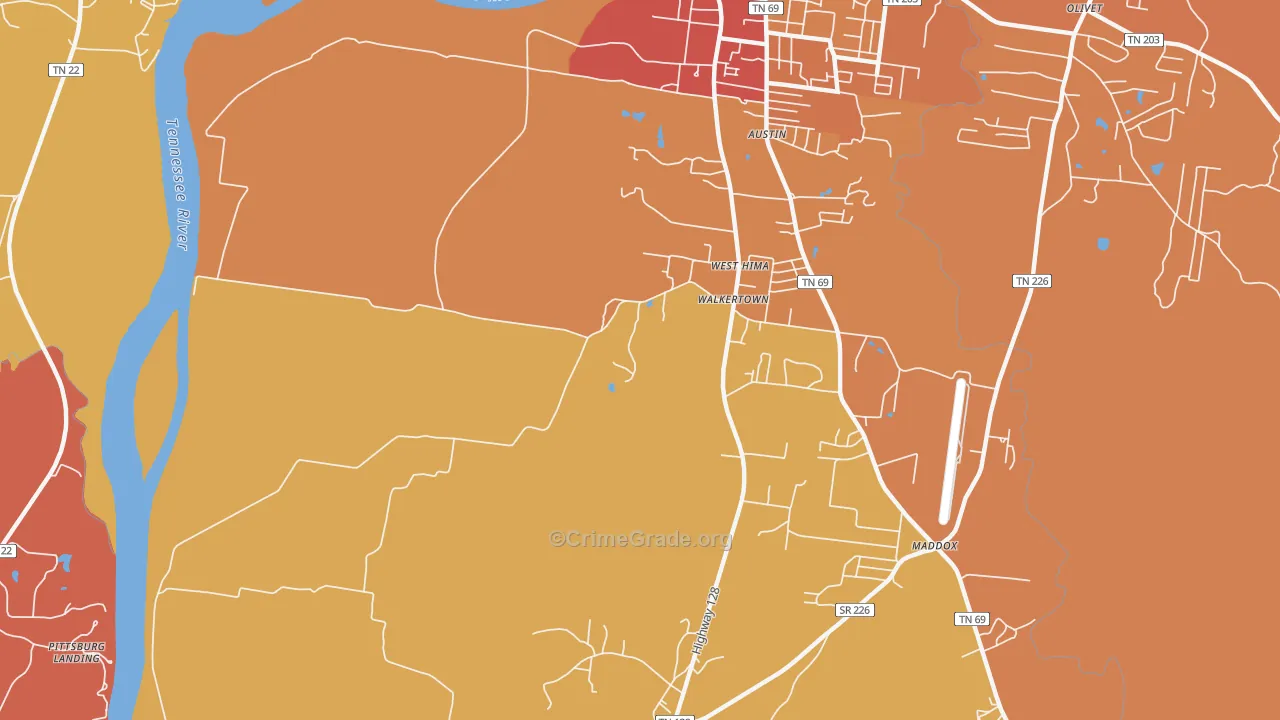 Walkertown, TN Map of Drug-Related Crime Rates