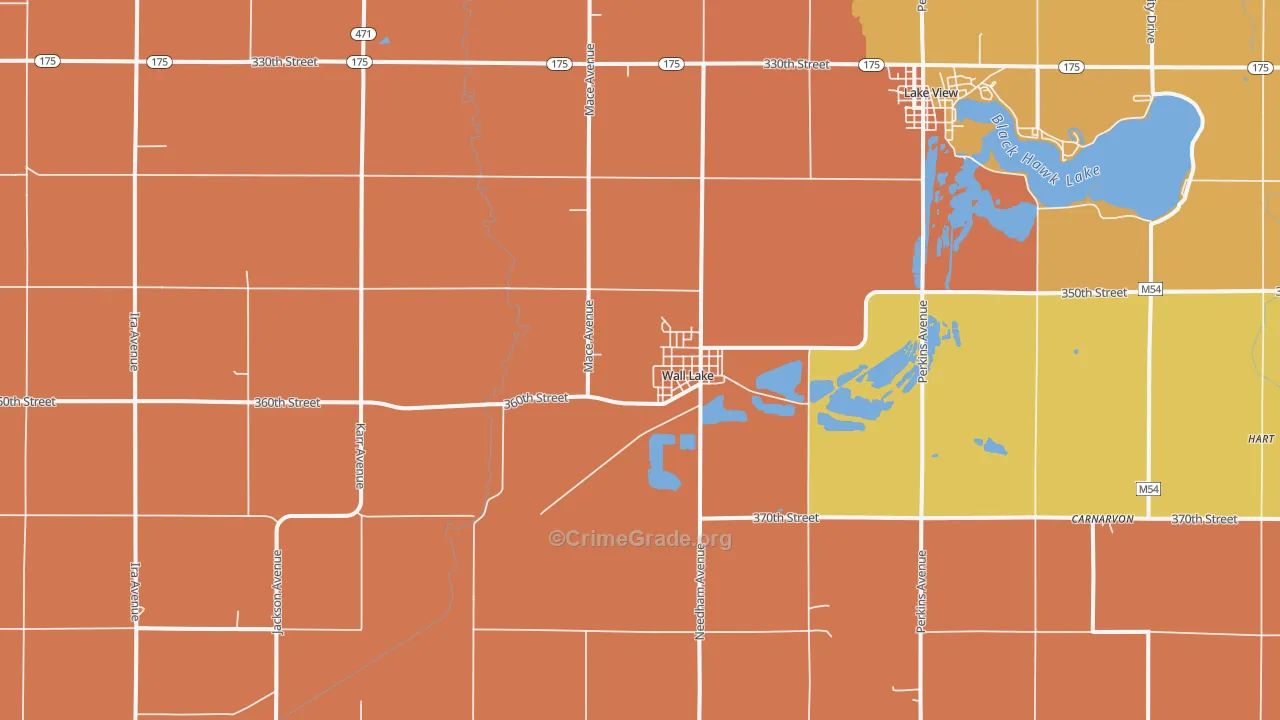 Wall Lake, IA Map of Drug-Related Crime Rates