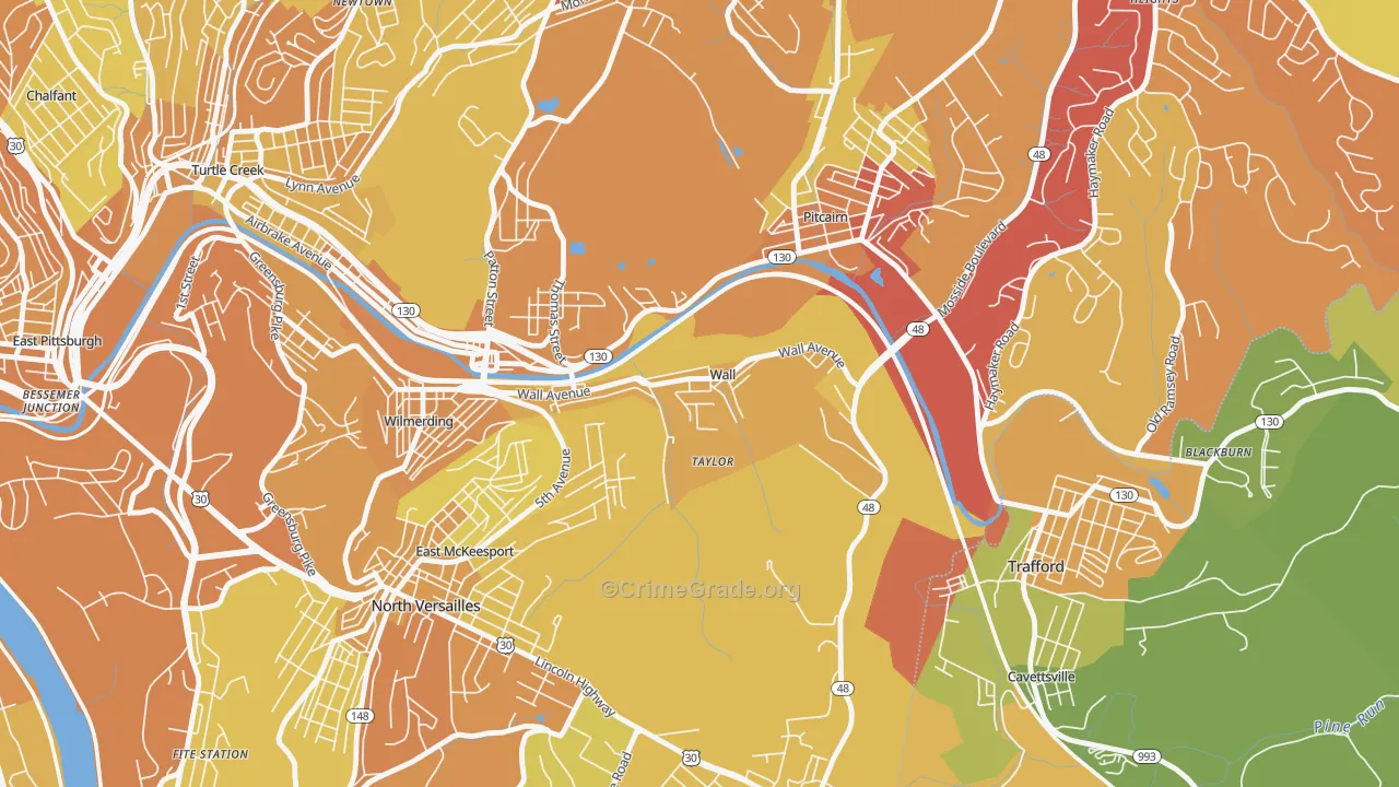 Wall, PA Map of Drug-Related Crime Rates