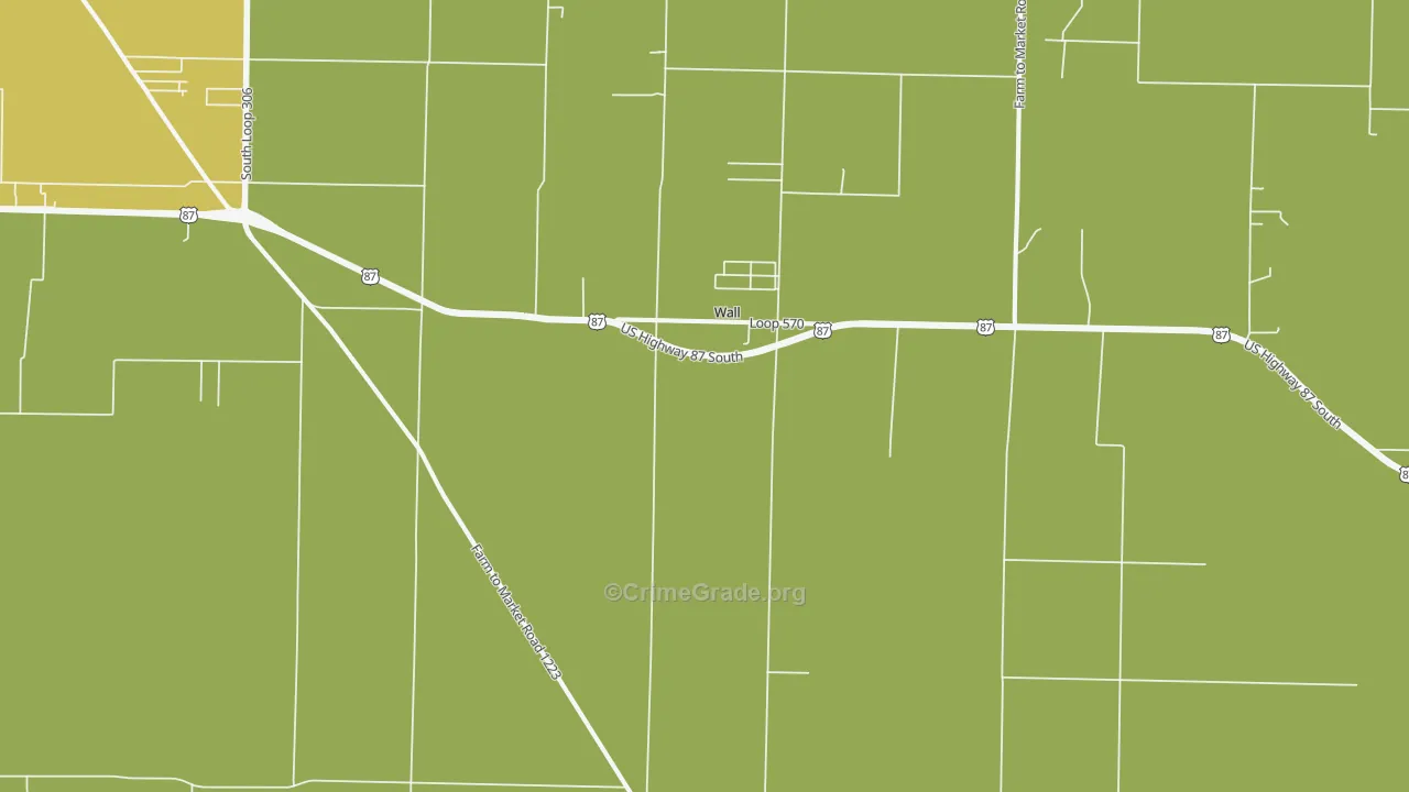 Wall, TX Map of Drug-Related Crime Rates