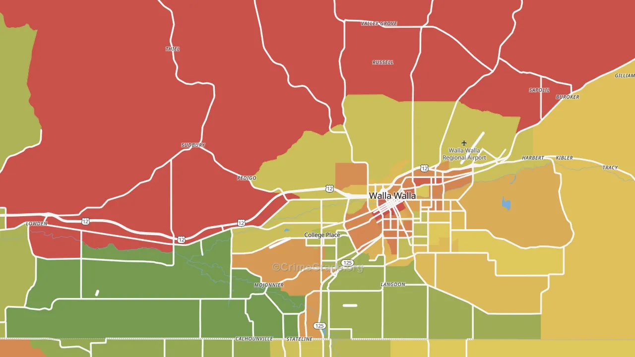 Walla Walla County, WA Map of Drug-Related Crime Rates