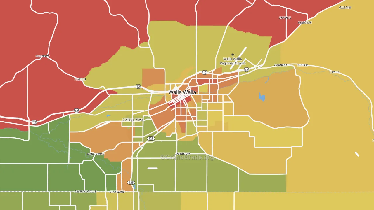 Walla Walla, WA Map of Drug-Related Crime Rates