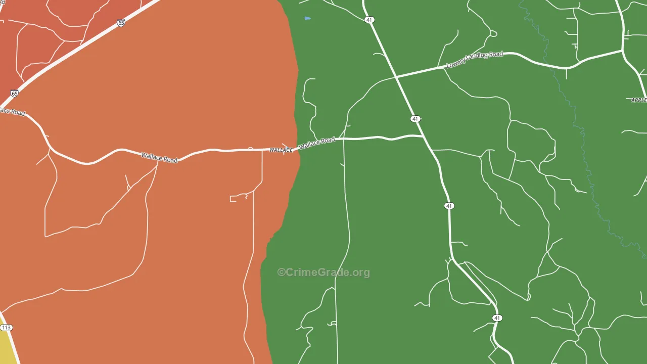 Wallace, AL Map of Drug-Related Crime Rates