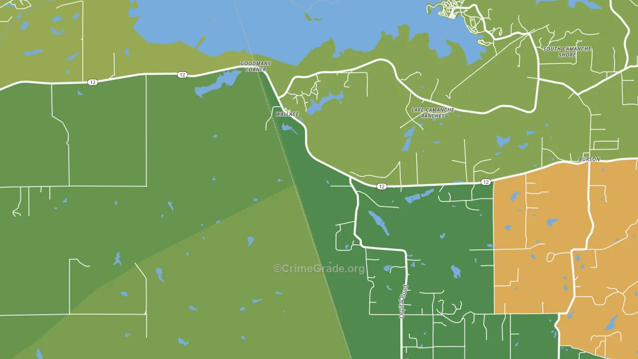Wallace, CA Map of Drug-Related Crime Rates
