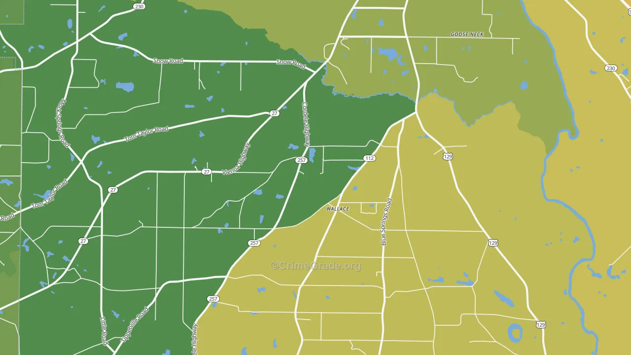 Wallace, GA Map of Drug-Related Crime Rates