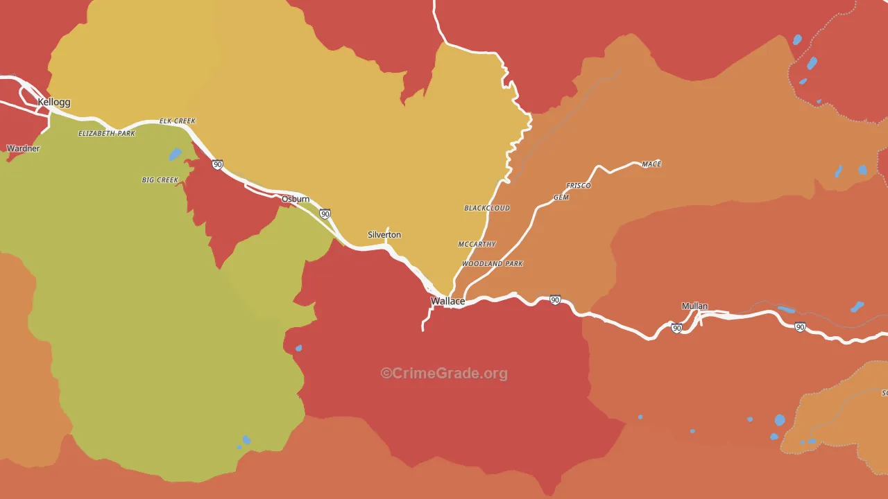 Wallace, ID Map of Drug-Related Crime Rates