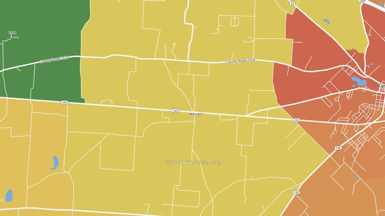 Wallace, TX Map of Drug-Related Crime Rates