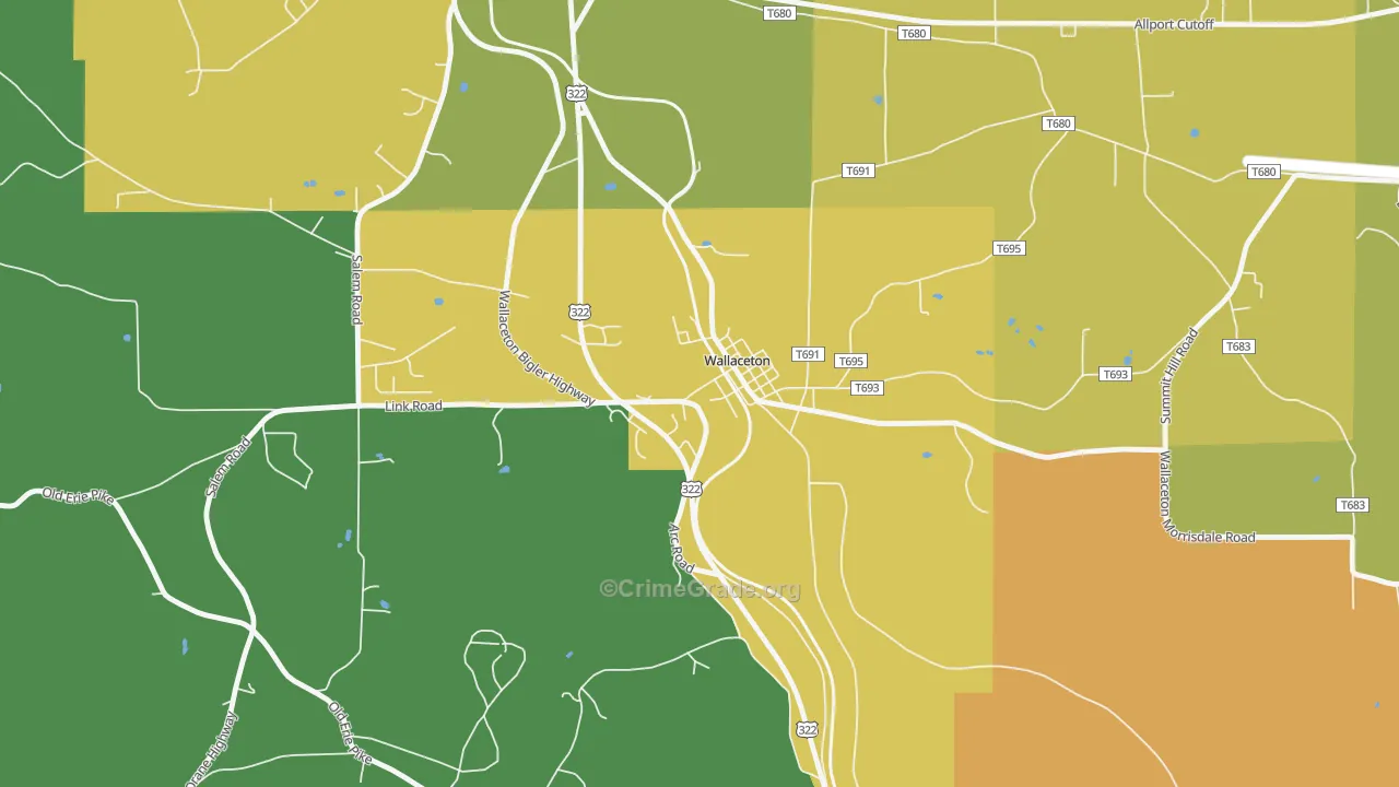 Wallaceton, PA Map of Drug-Related Crime Rates