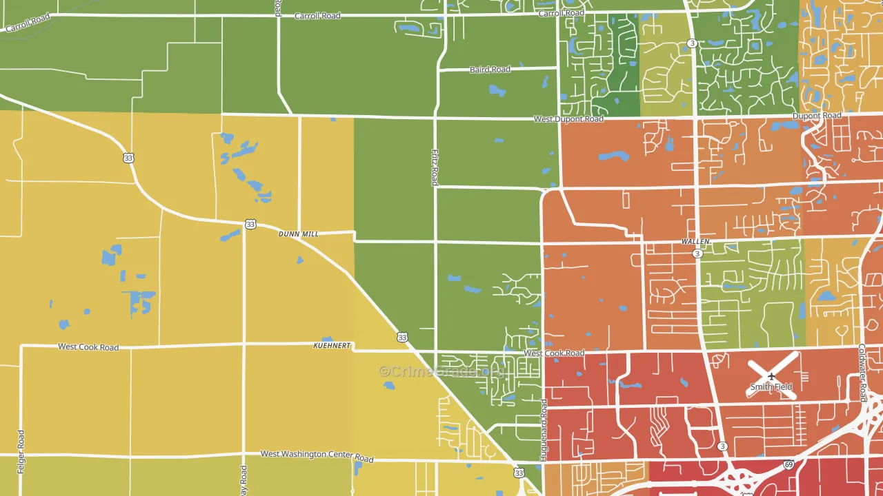 Wallen, IN Map of Drug-Related Crime Rates
