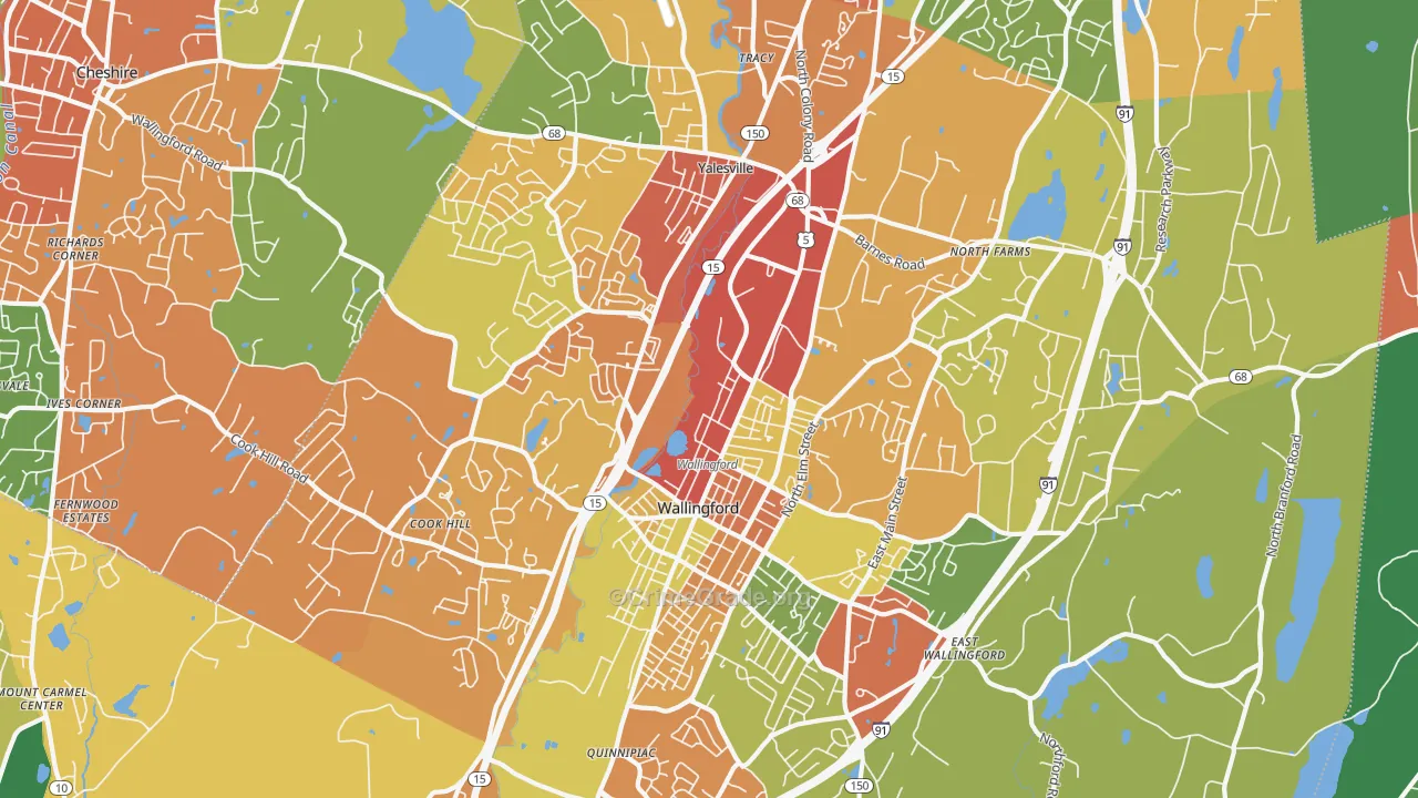Wallingford, CT Map of Drug-Related Crime Rates