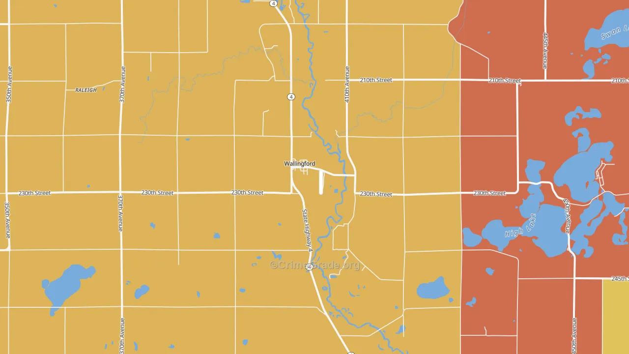 Wallingford, IA Map of Drug-Related Crime Rates