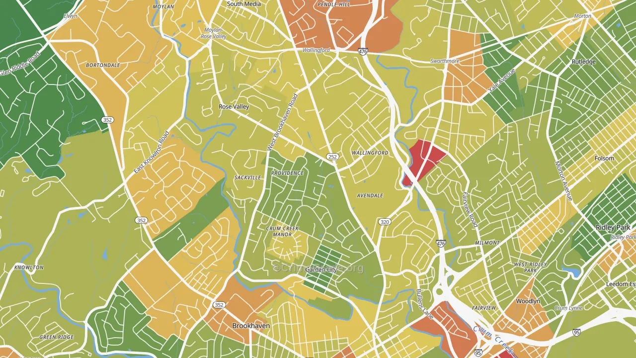 Wallingford, PA Map of Drug-Related Crime Rates