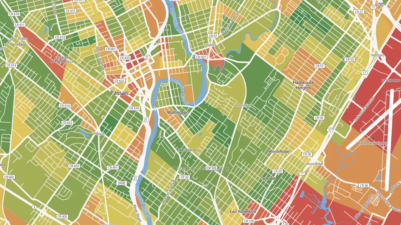 Wallington, NJ Map of Drug-Related Crime Rates