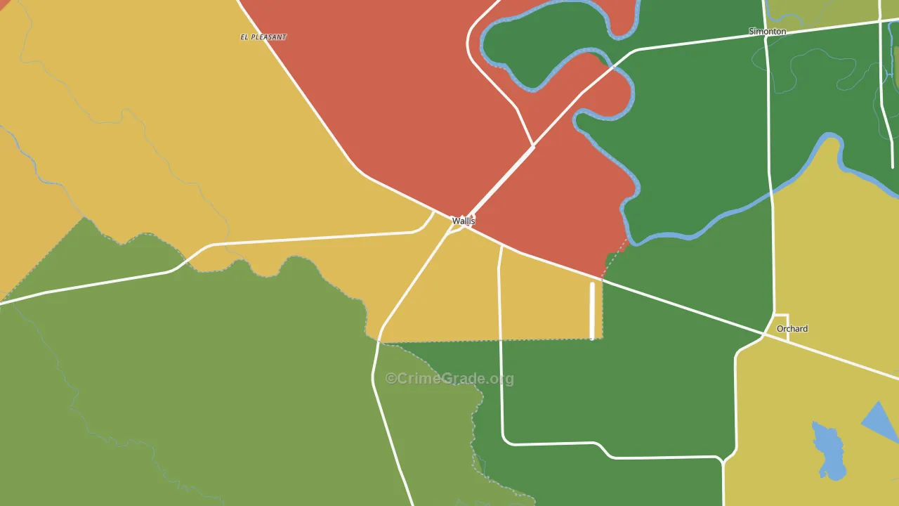 Wallis, TX Map of Drug-Related Crime Rates