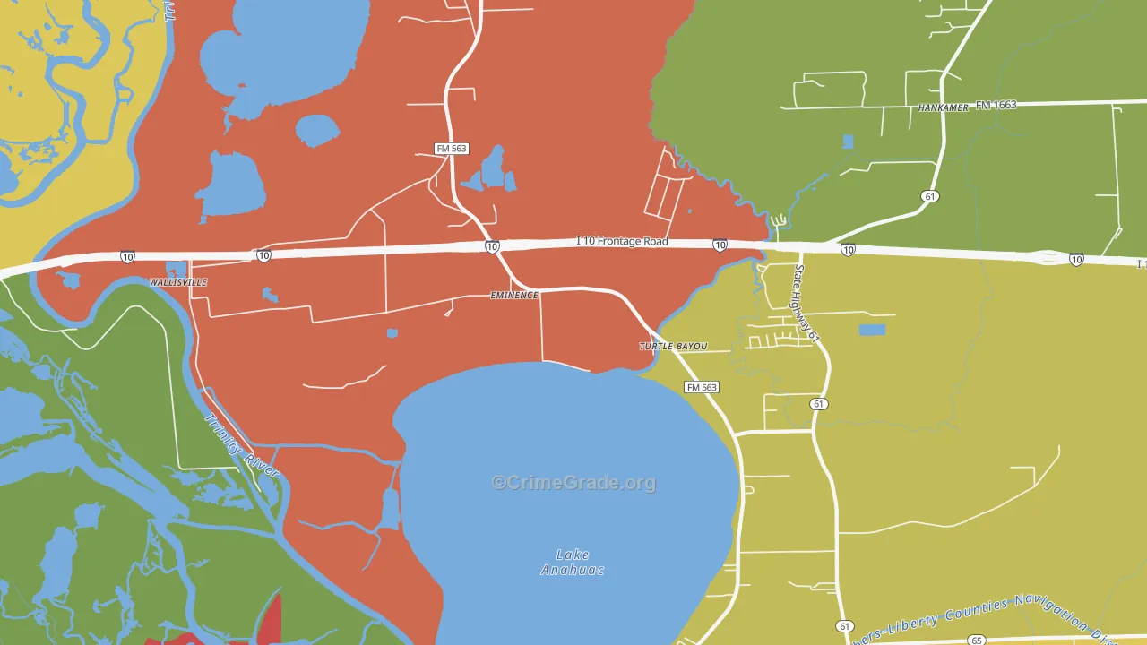 Wallisville, TX Map of Drug-Related Crime Rates