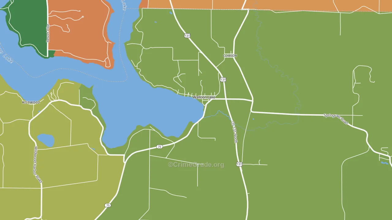 Walloon Lake, MI Map of Drug-Related Crime Rates