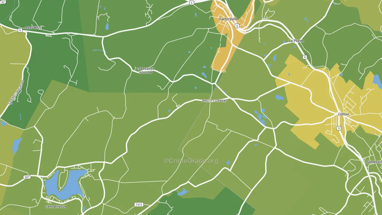 Walls Corners, PA Map of Drug-Related Crime Rates