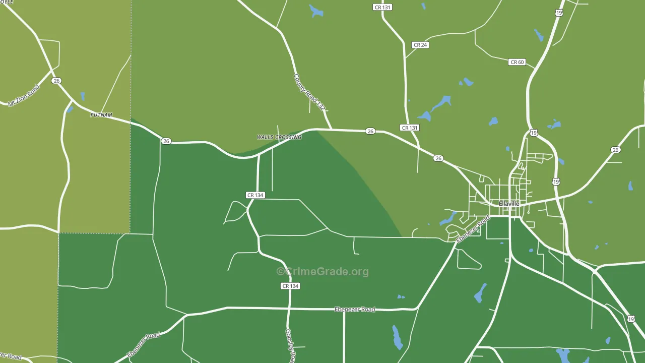 Walls Crossing, GA Map of Drug-Related Crime Rates