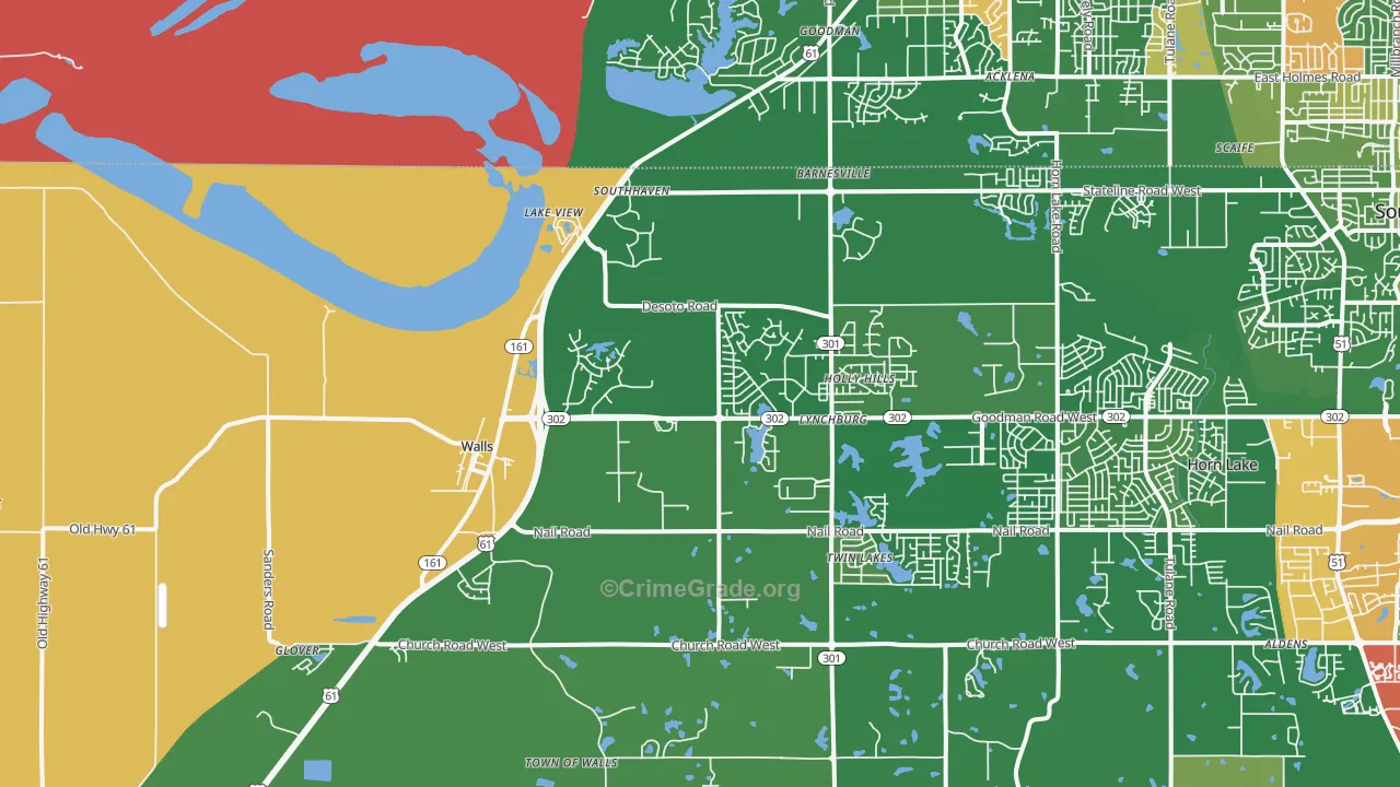 Walls, MS Map of Drug-Related Crime Rates