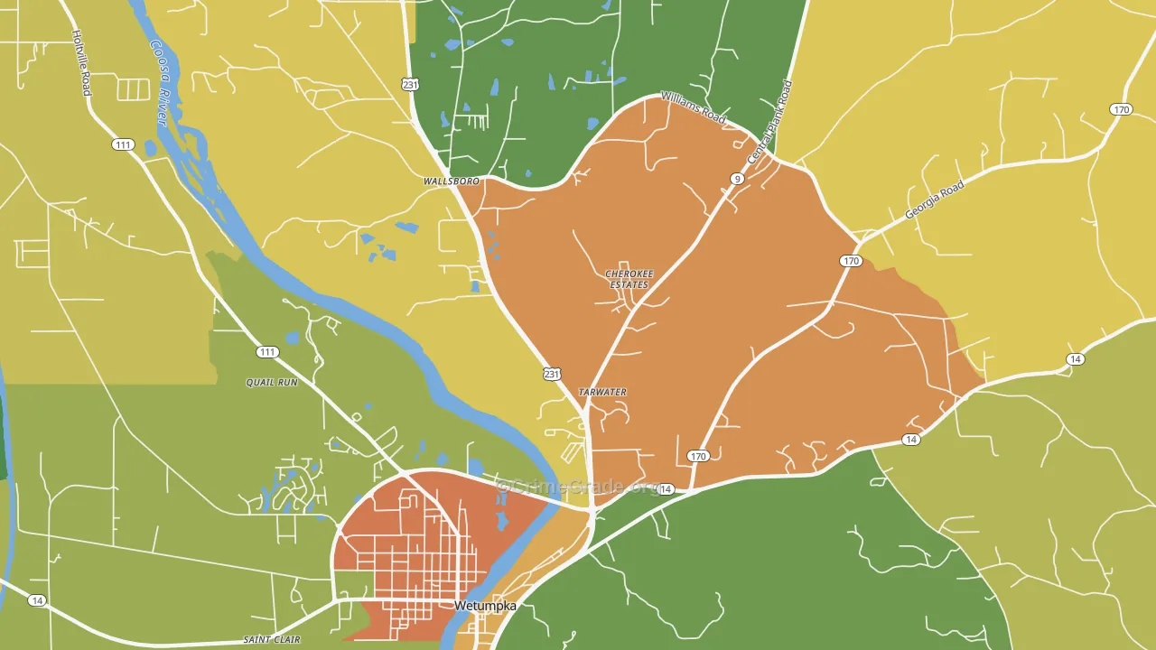 Wallsboro, AL Map of Drug-Related Crime Rates