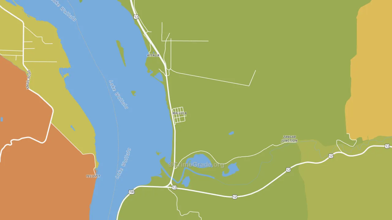 Wallula, WA Map of Drug-Related Crime Rates