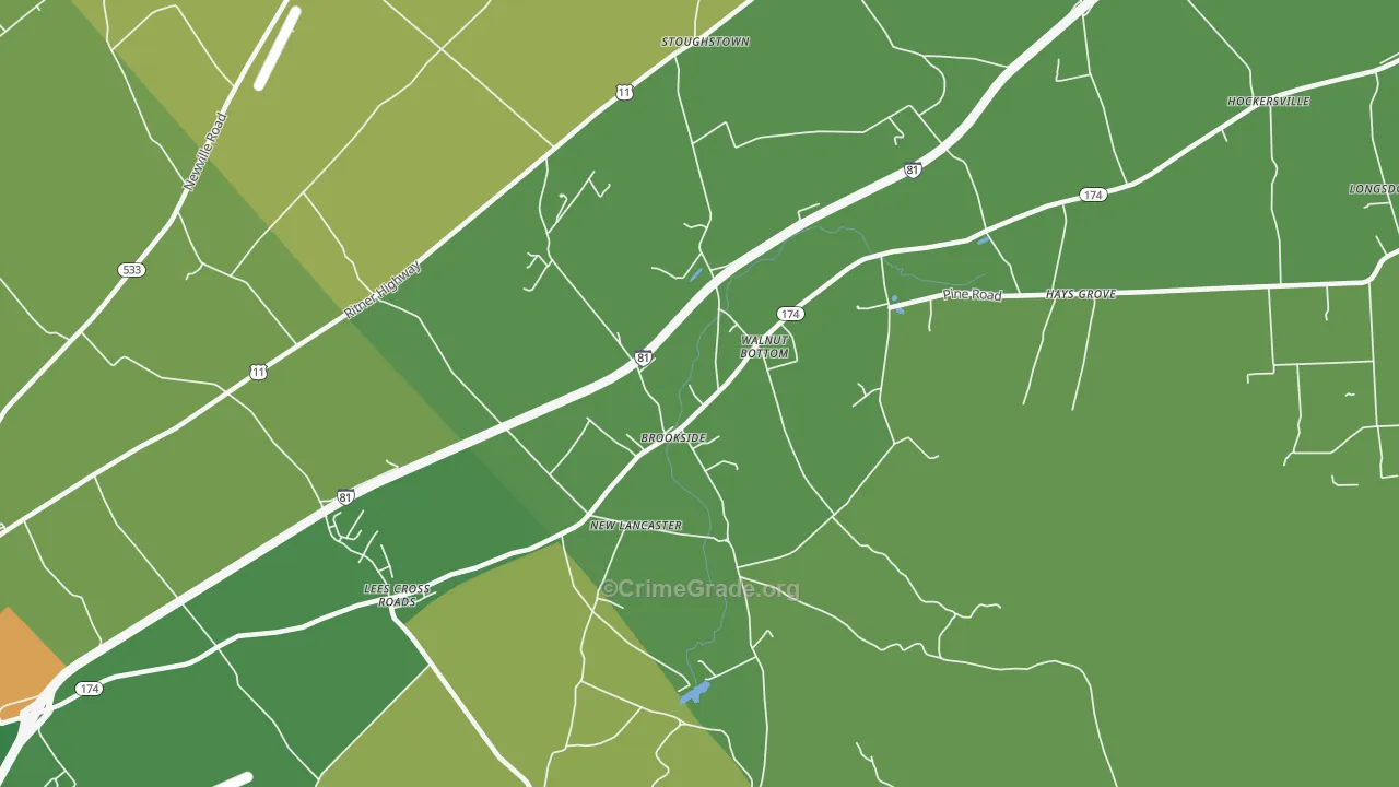 Walnut Bottom, PA Map of Drug-Related Crime Rates