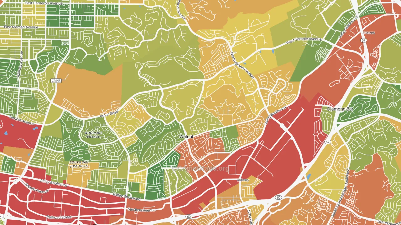 Walnut, CA Map of Drug-Related Crime Rates