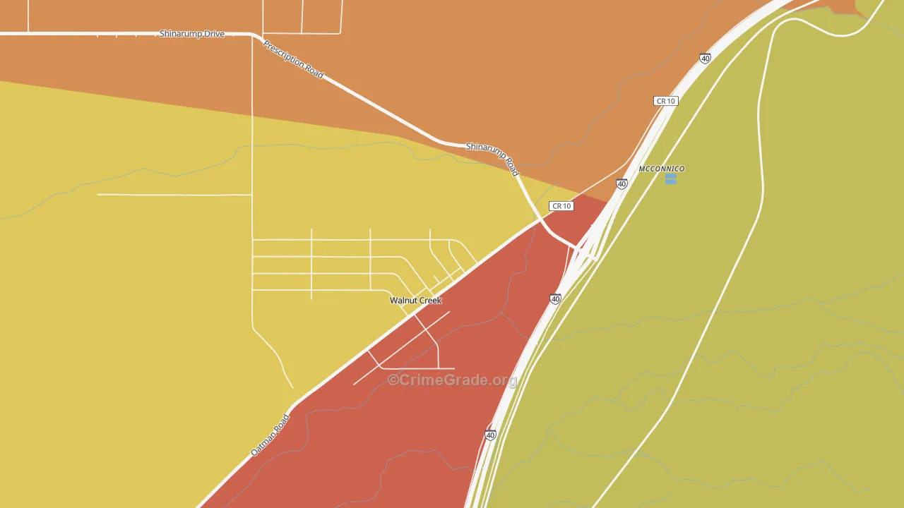 Walnut Creek, AZ Map of Drug-Related Crime Rates