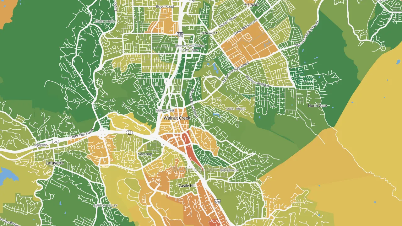 Walnut Creek, CA Map of Drug-Related Crime Rates