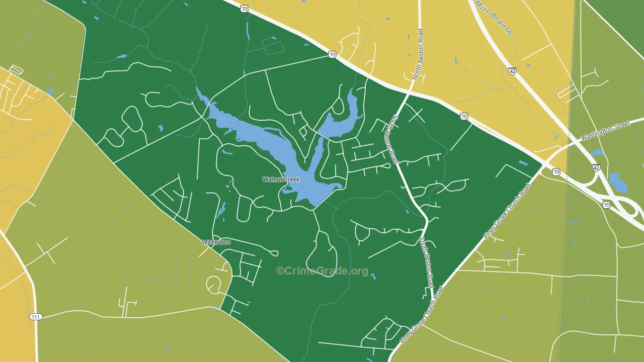 Walnut Creek, NC Map of Drug-Related Crime Rates
