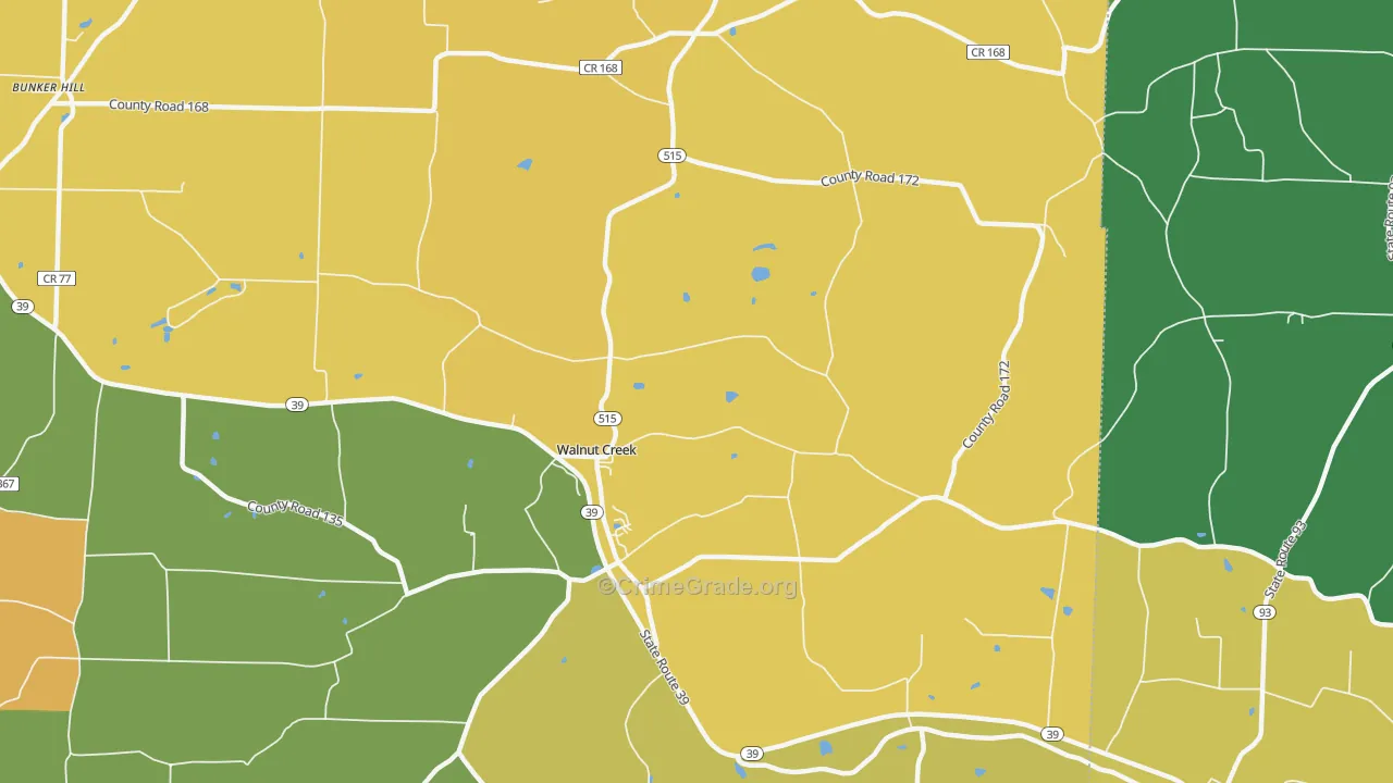 Walnut Creek, OH Map of Drug-Related Crime Rates