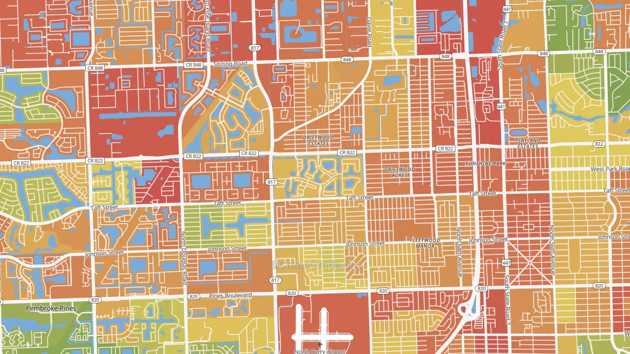 Walnut Creek, Pembroke Pines, FL Map of Drug-Related Crime Rates