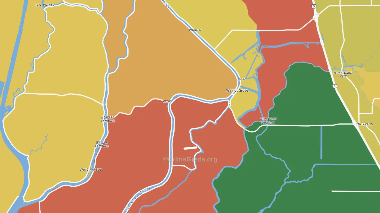 Walnut Grove, CA Map of Drug-Related Crime Rates