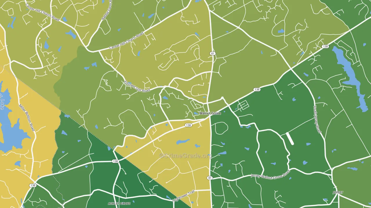 Walnut Grove, GA Map of Drug-Related Crime Rates