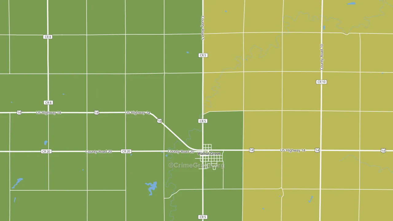 Walnut Grove, MN Map of Drug-Related Crime Rates