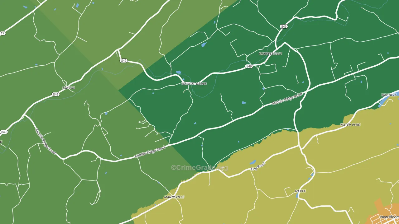 Walnut Grove, PA Map of Drug-Related Crime Rates