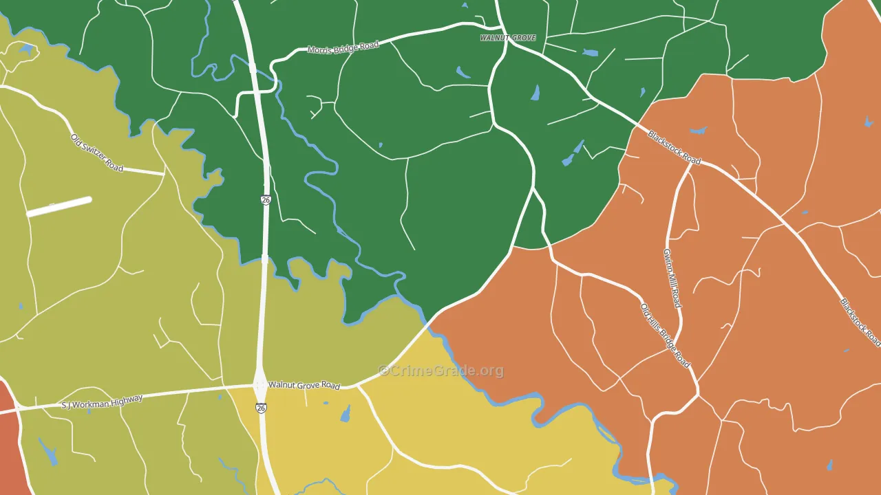 Walnut Grove, SC Map of Drug-Related Crime Rates
