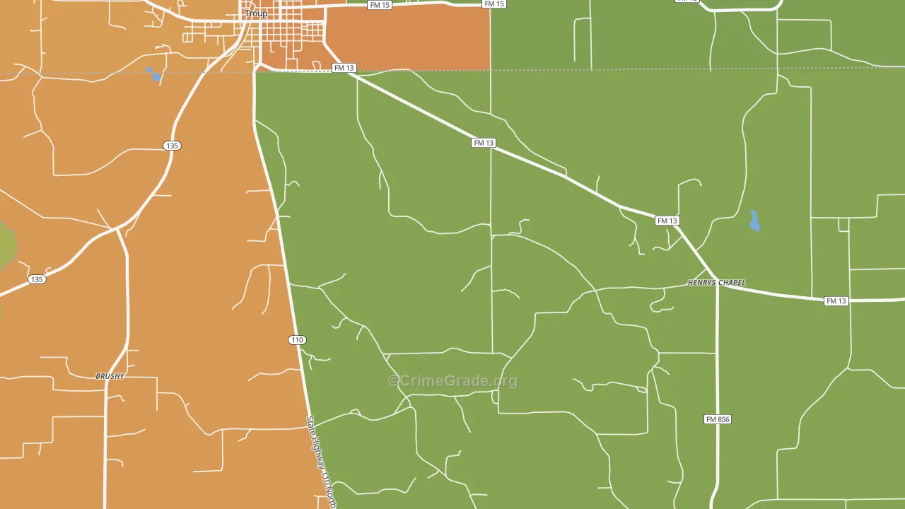 Walnut Grove, TX Map of Drug-Related Crime Rates