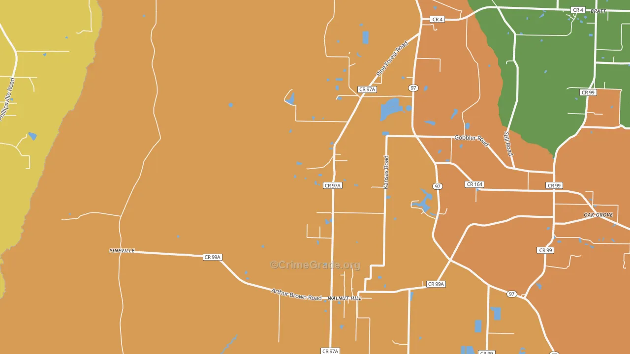 Walnut Hill, FL Map of Drug-Related Crime Rates