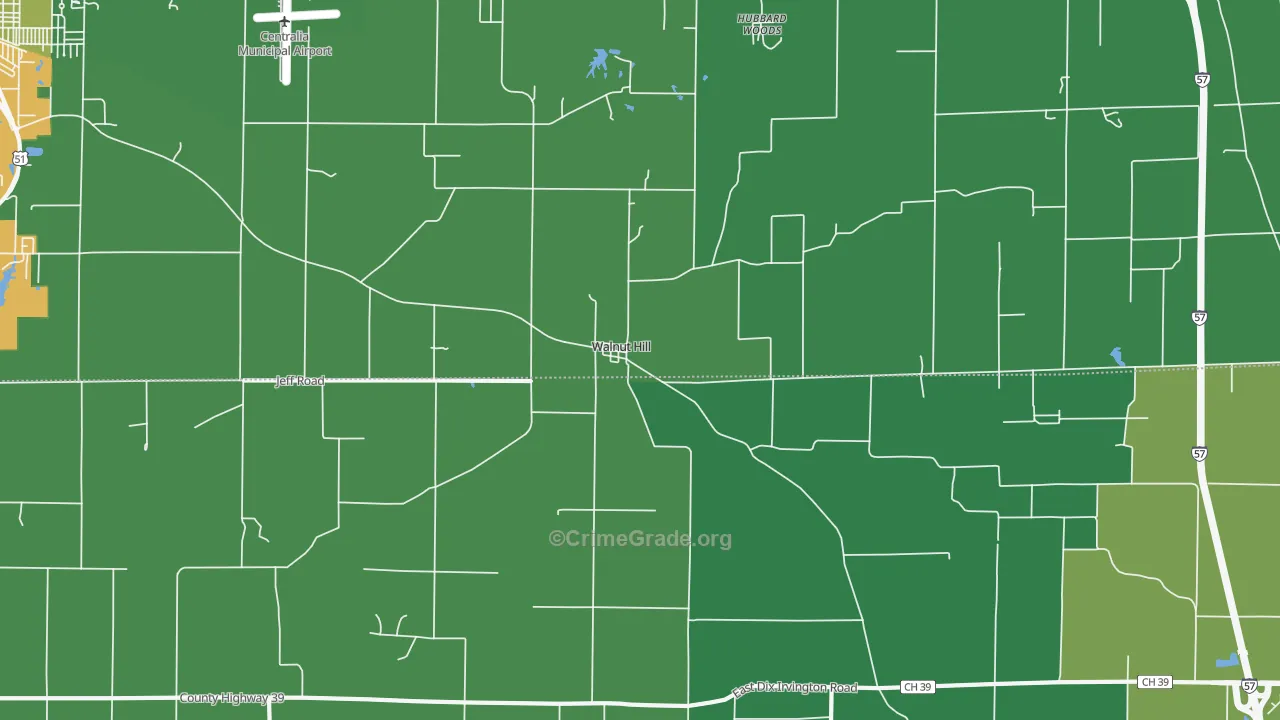 Walnut Hill, IL Map of Drug-Related Crime Rates