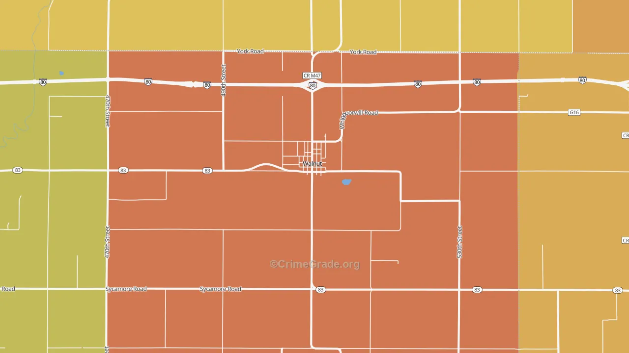 Walnut, IA Map of Drug-Related Crime Rates